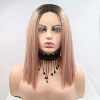 13*3" Lace Front Wigs Synthetic Mid-length Straight 12" 130% Density Lace front wig Luxurious Weddings