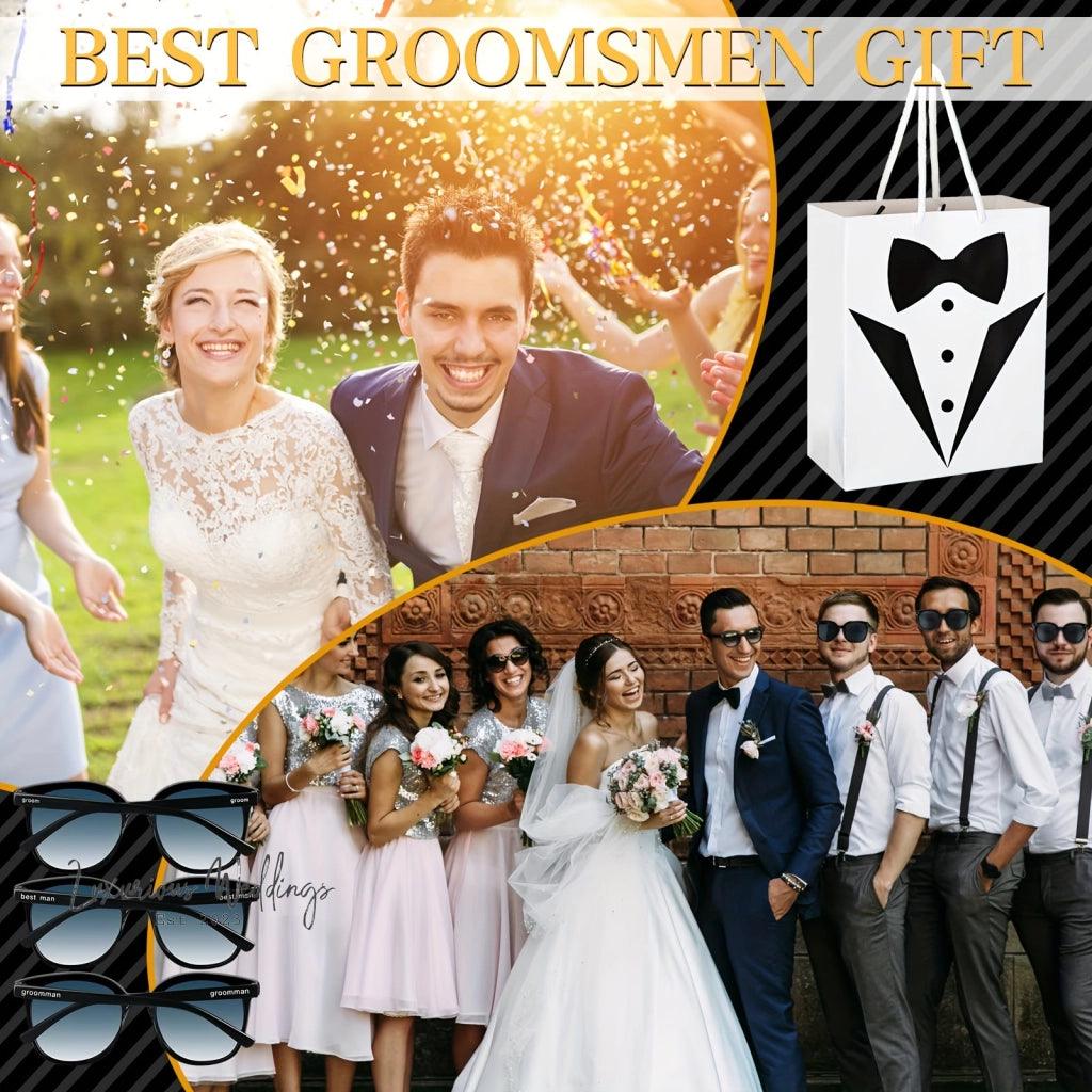 Groomsmen Gifts Set - 18pcs T Shirt, Bottle Opener, Sunglasses Groomsmens Gift set Luxurious Weddings
