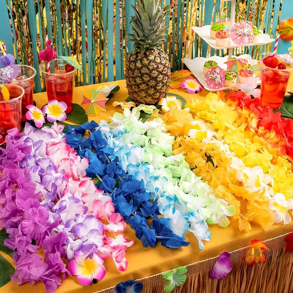 Hawaiian Luau Party Favors - 36pcs Tropical Flower Leis for Holidays & Events Wedding Decor Luxurious Weddings
