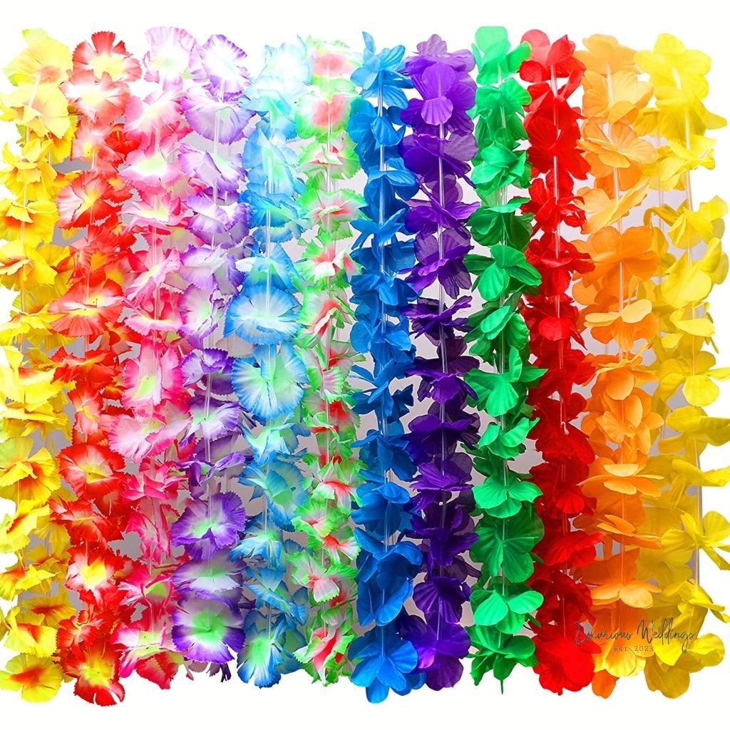 Hawaiian Luau Party Favors - 36pcs Tropical Flower Leis for Holidays & Events Wedding Decor Luxurious Weddings