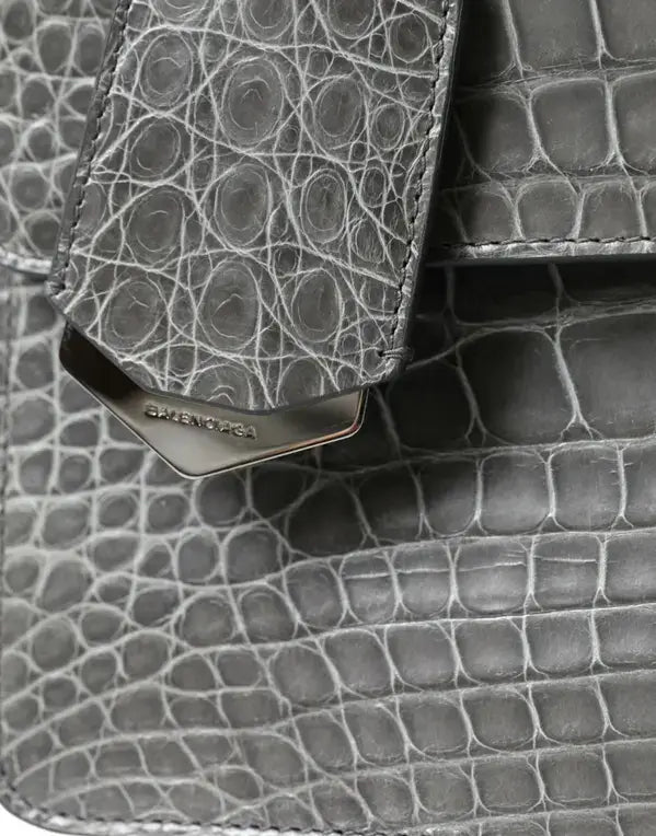 Balenciaga Gray Exotic Leather Medium Shoulder Hand Purse Bag Handbag Luxurious Weddings