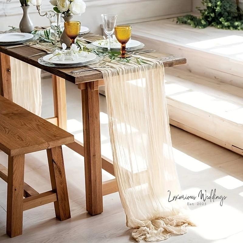 Balinese Pleated Table Runner - 4pcs, Polyester Material for Weddings Table Runner Luxurious Weddings