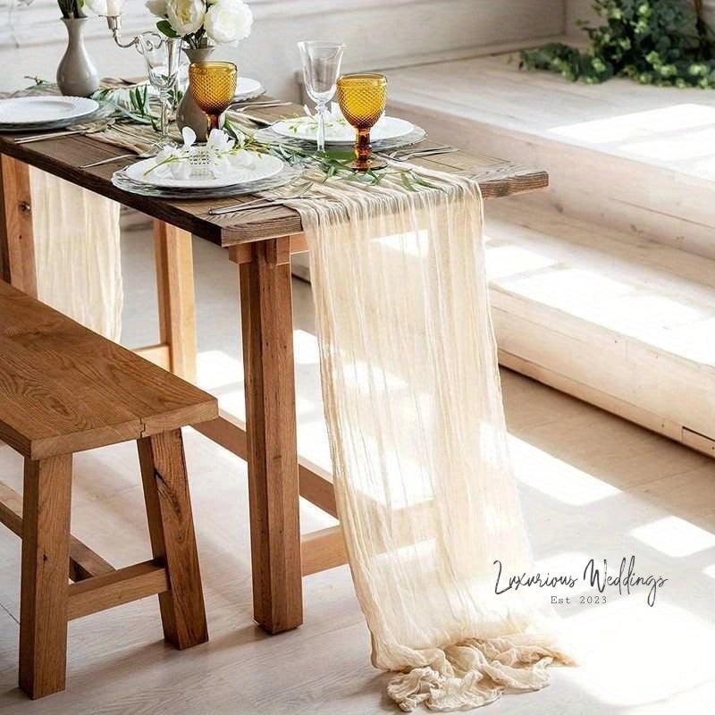 Balinese Pleated Table Runner - 4pcs, Polyester Material for Weddings Table Runner Luxurious Weddings