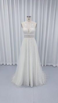 Boho Halter Sleeveless A-Line Wedding Dress Boho Wedding Dress Luxurious Weddings