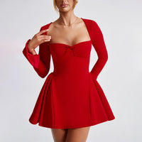 Fiery Red Mini Skater Dress DRESSES Luxurious Weddings