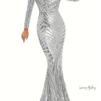 Sparkling V-neck Mermaid Dress - Long Sleeve Party & Banquet Attire Gatsby Gown Luxurious Weddings