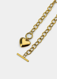 Bar and Clasp Heart Bracelet- 18K Gold Plated