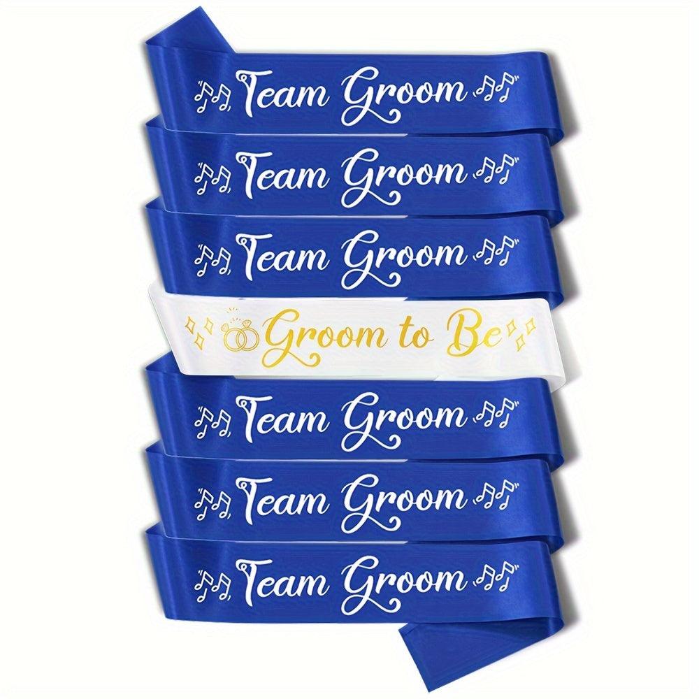 Wedding Party Sash Set - Groom to Be & Team Groom - 7pcs Team Groom Sashes Luxurious Weddings