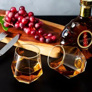 Gold-Rimmed Diamond-Shaped Whiskey Glasses Set of 2 whisky glasses Luxurious Weddings