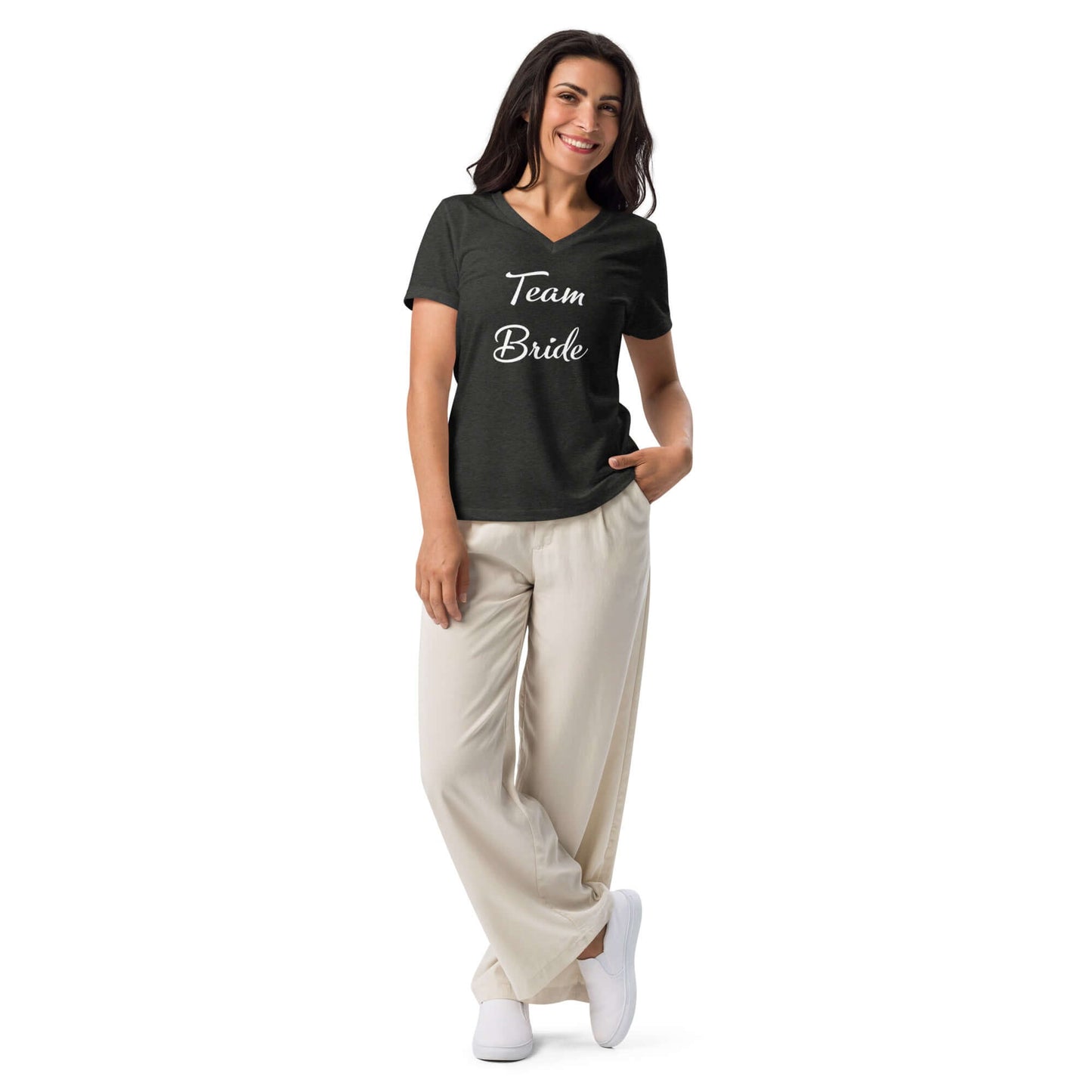 TEAM BRIDE Women’s relaxed v-neck t-shirt Couples Tshirts Luxurious Weddings