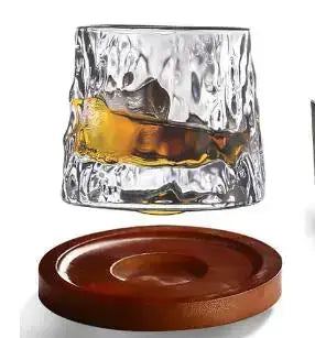 Rotating Whiskey Glass with Wooden Base whiskey glasses Luxurious Weddings