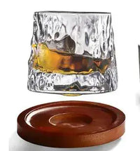 Rotating Whiskey Glass with Wooden Base whiskey glasses Luxurious Weddings