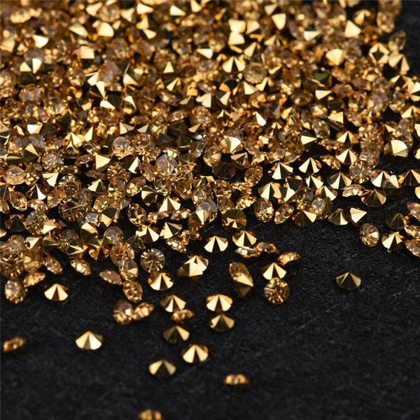 1000pcs DIY Diamond Table Confetti Gold Crystal - Luxurious Weddings
