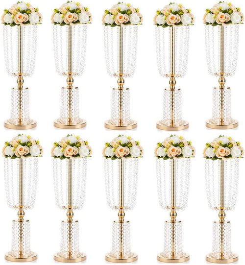 12pcs Acrylic Crystal Lead Table Flower Stand Centerpiece - Luxurious Weddings