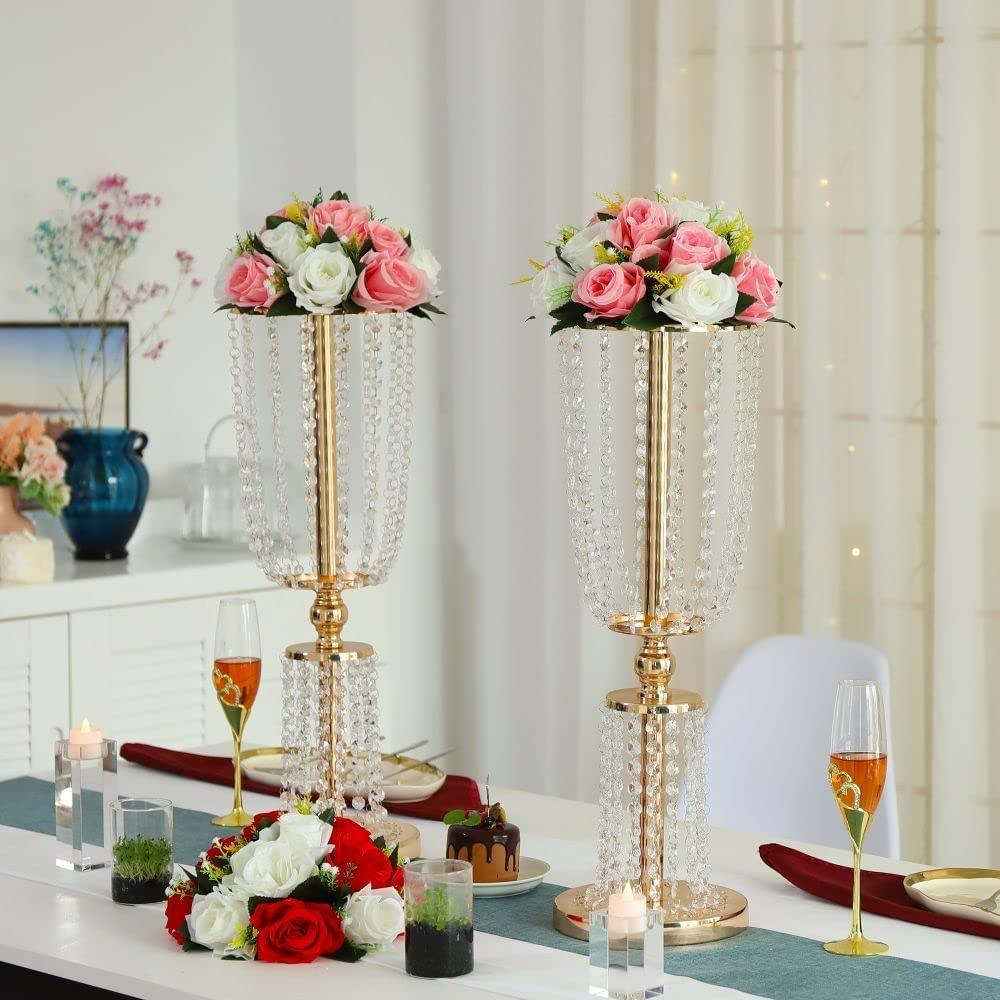 12pcs Acrylic Crystal Lead Table Flower Stand Centerpiece Centerpieces Luxurious Weddings