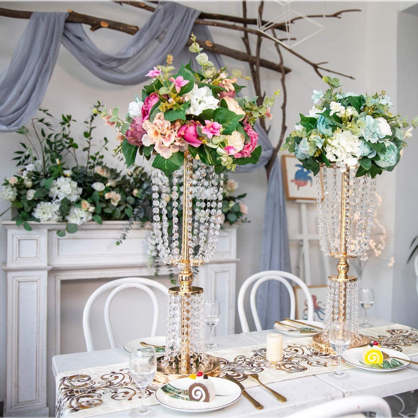 12pcs Acrylic Crystal Lead Table Flower Stand Centerpiece Centerpieces Luxurious Weddings