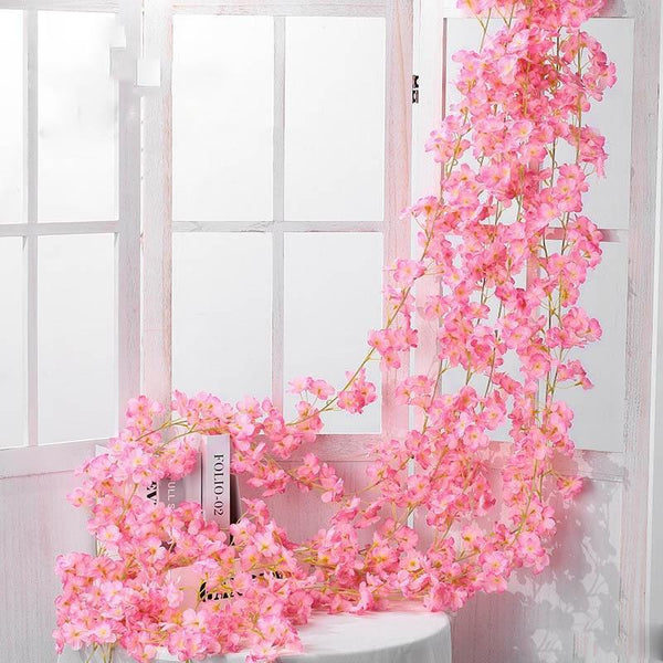 135 flower head 1Vine silk artificial cherry blossom rose vine - Luxurious Weddings