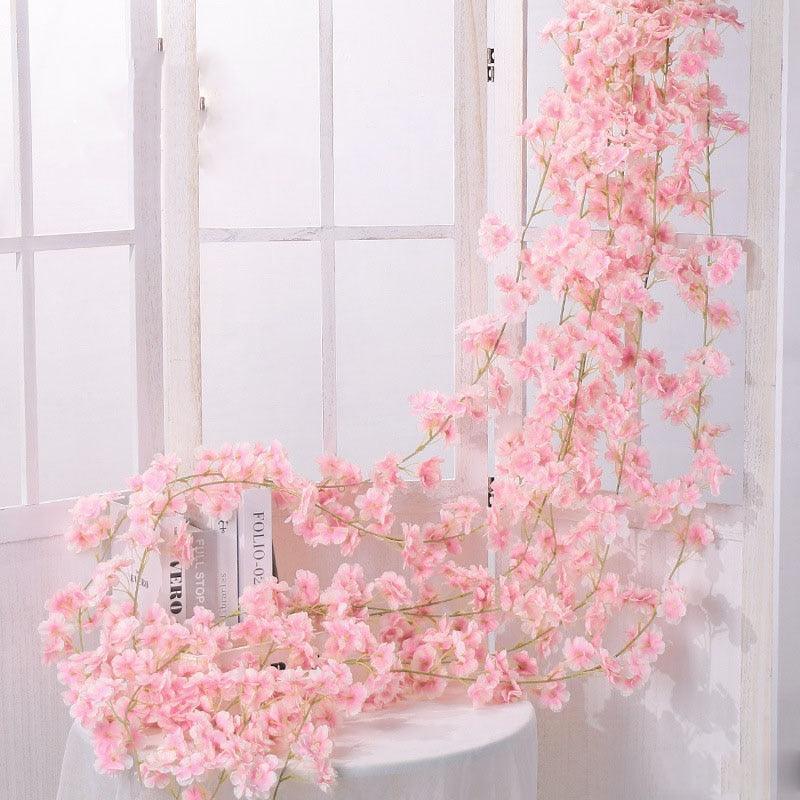 135 flower head Vine silk artificial cherry blossom Artificial Flowers Luxurious Weddings
