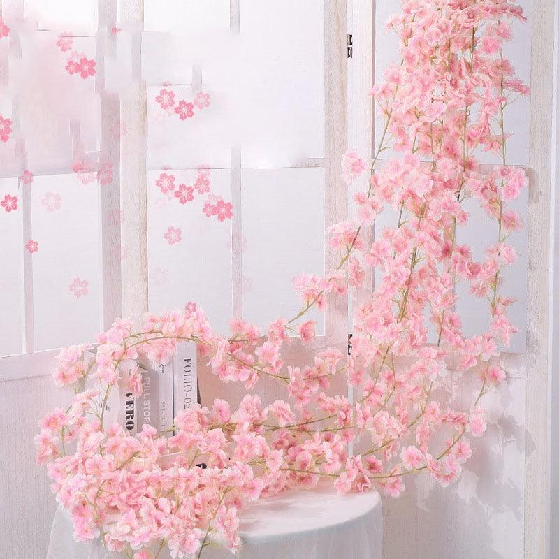 135 flower head Vine silk artificial cherry blossom Artificial Flowers Luxurious Weddings
