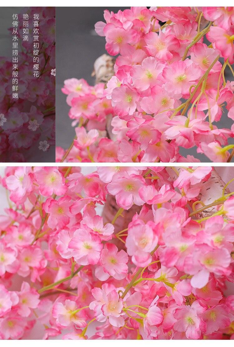 135 flower head Vine silk artificial cherry blossom Artificial Flowers Luxurious Weddings