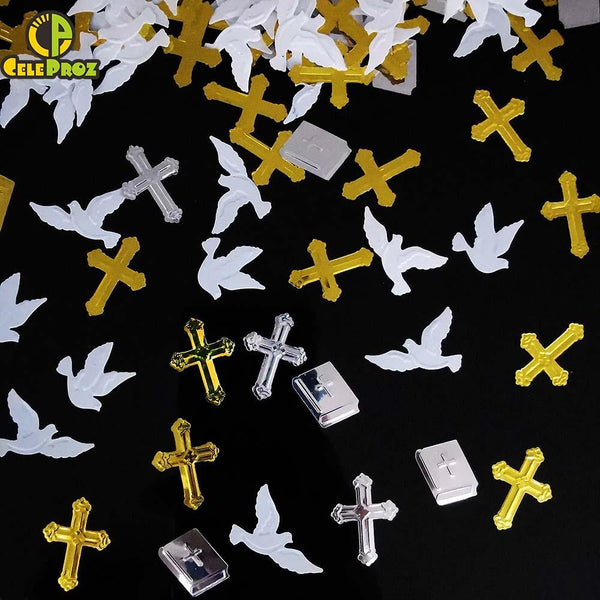 15g Church Wedding Confetti Dove Cross Bible Table Scatter - Luxurious Weddings