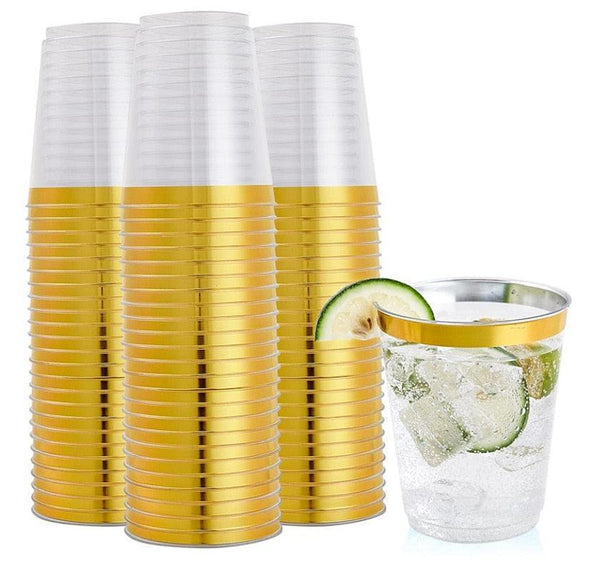 20/50/100pcs Golden Plastic Cup 9 oz Disposable Cup - Luxurious Weddings