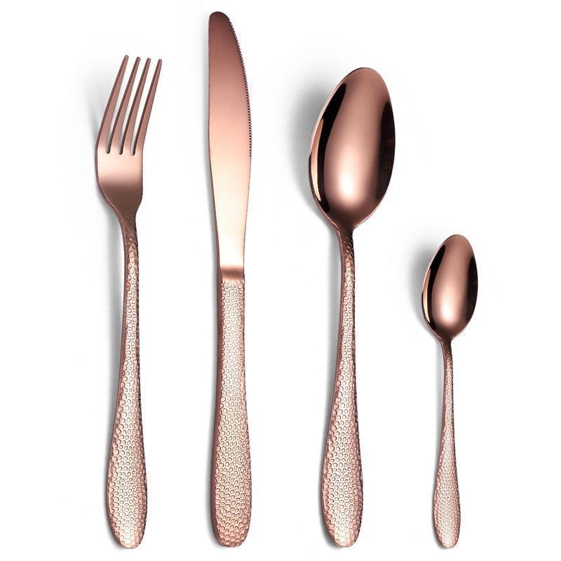 24Pcs/set Luxury Gold Stainless Steel Cutlery Set Gifts for her Luxurious Weddings