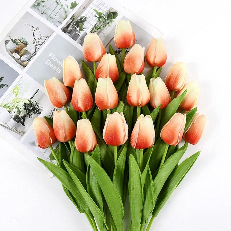 35 cm Tulip Flower Artificial Tulip Bouquet 10/5Pcs Artificial Lillies Luxurious Weddings