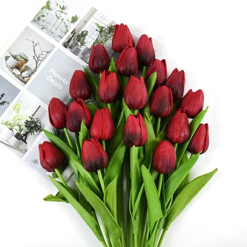 35 cm Tulip Flower Artificial Tulip Bouquet 10/5Pcs Artificial Lillies Luxurious Weddings