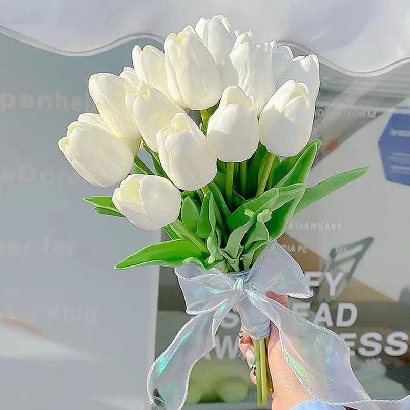 35 cm Tulip Flower Artificial Tulip Bouquet 10/5Pcs Artificial Lillies Luxurious Weddings