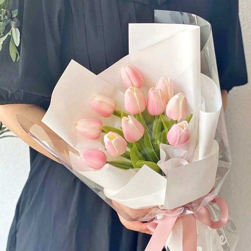 35 cm Tulip Flower Artificial Tulip Bouquet 10/5Pcs Artificial Lillies Luxurious Weddings