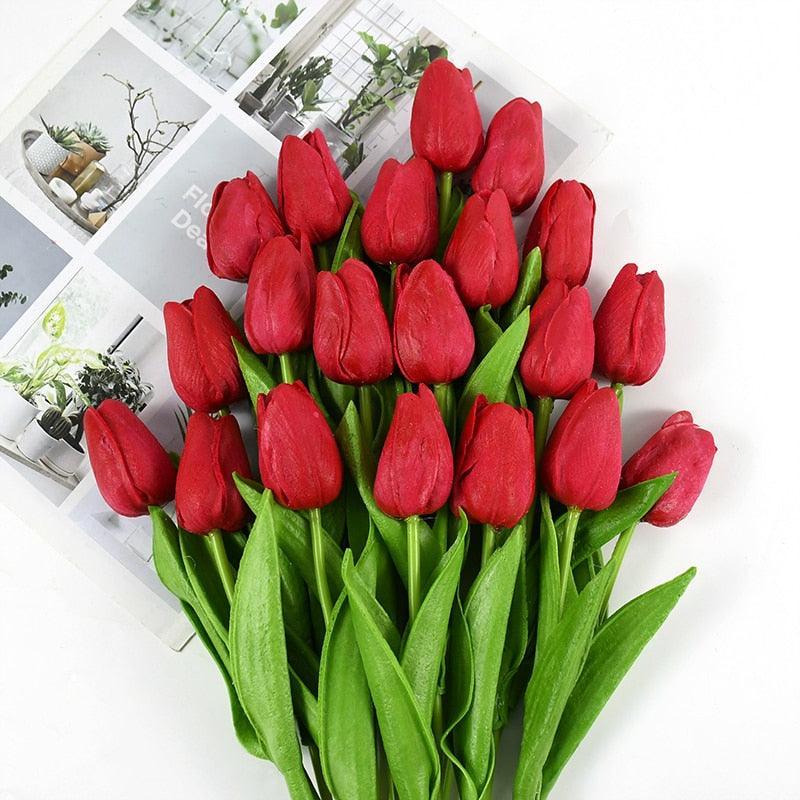 35 cm Tulip Flower Artificial Tulip Bouquet 10/5Pcs Artificial Lillies Luxurious Weddings