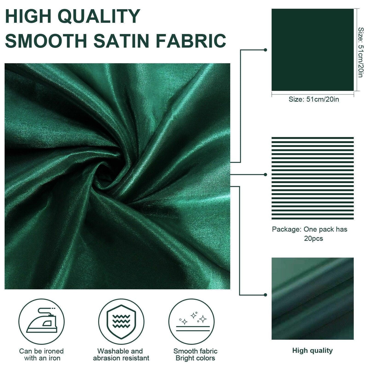 50 Pcs Satin Table Napkins 12x12inches Square Dinner Napkins Napkins Luxurious Weddings