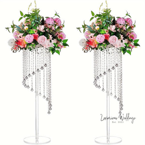 Acrylic Vase Stands - Elegant Wedding Centerpieces - 2 Pcs - Luxurious Weddings