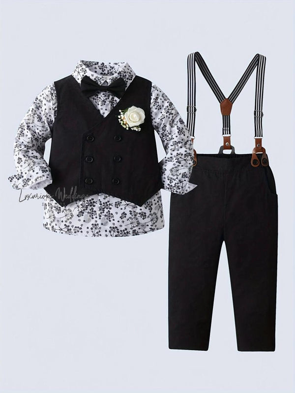 Baby Boy's Formal Gentleman Outfit with Bowtie Shirt Ringbearer - Luxurious Weddings