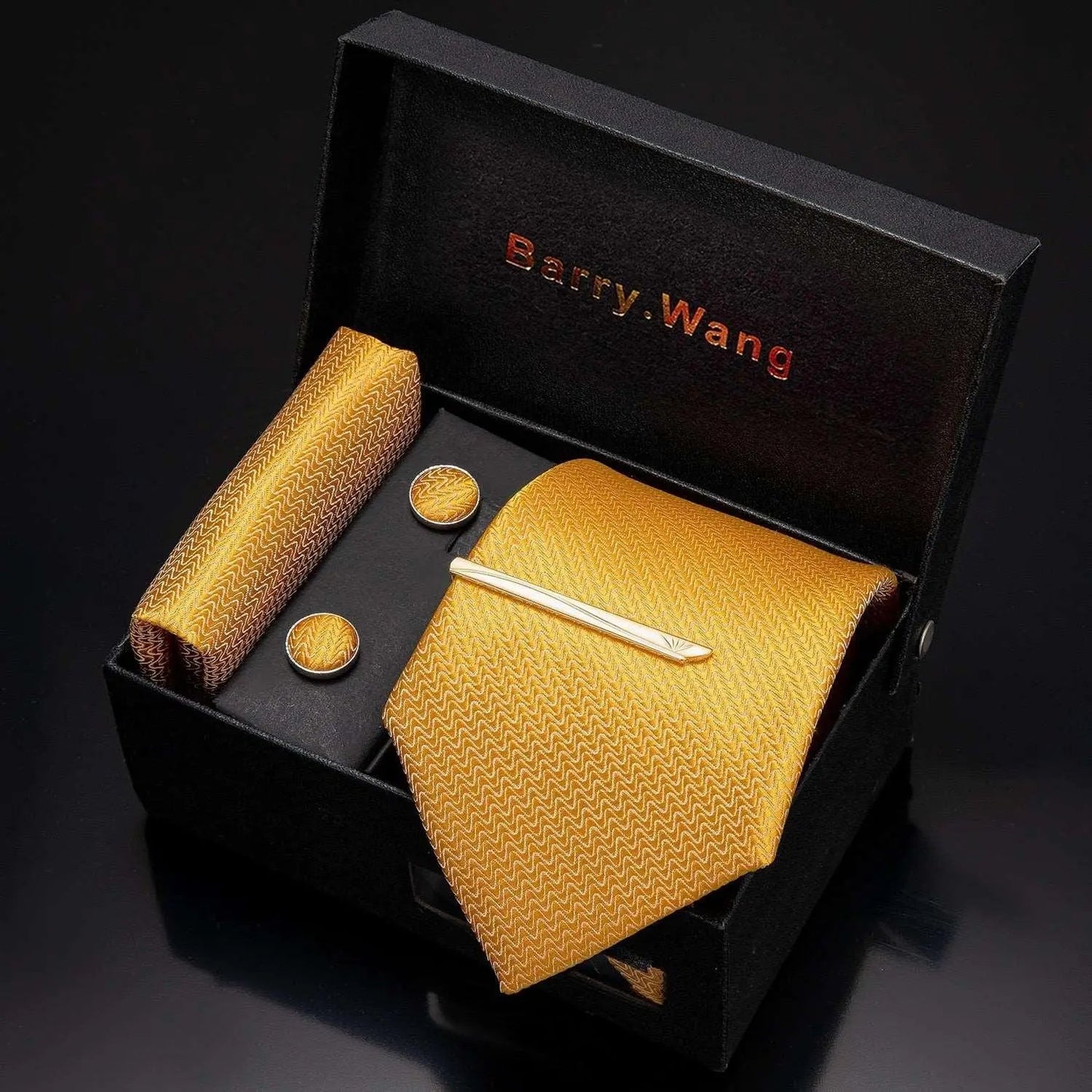 Luxury Designer Gold Neck Tie Set Necktie set Luxurious Weddings