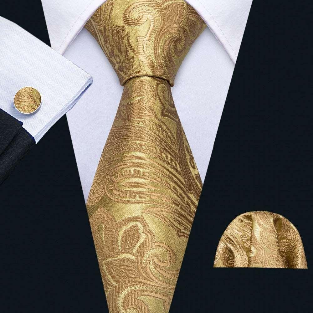 Luxury Designer Gold Neck Tie Set Necktie set Luxurious Weddings
