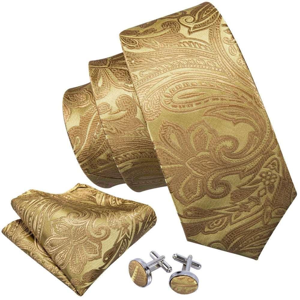 Luxury Designer Gold Neck Tie Set Necktie set Luxurious Weddings