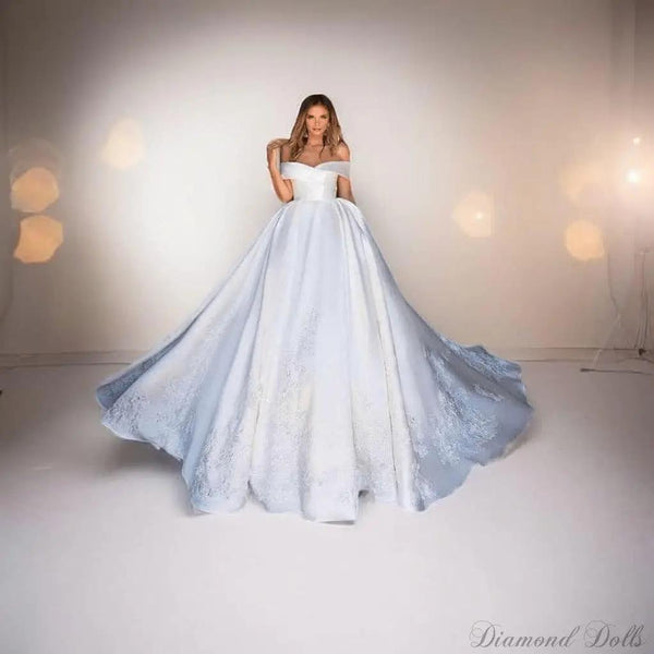 Boat Neckline Luxury Ball-Gown Wedding Dress - Luxurious Weddings