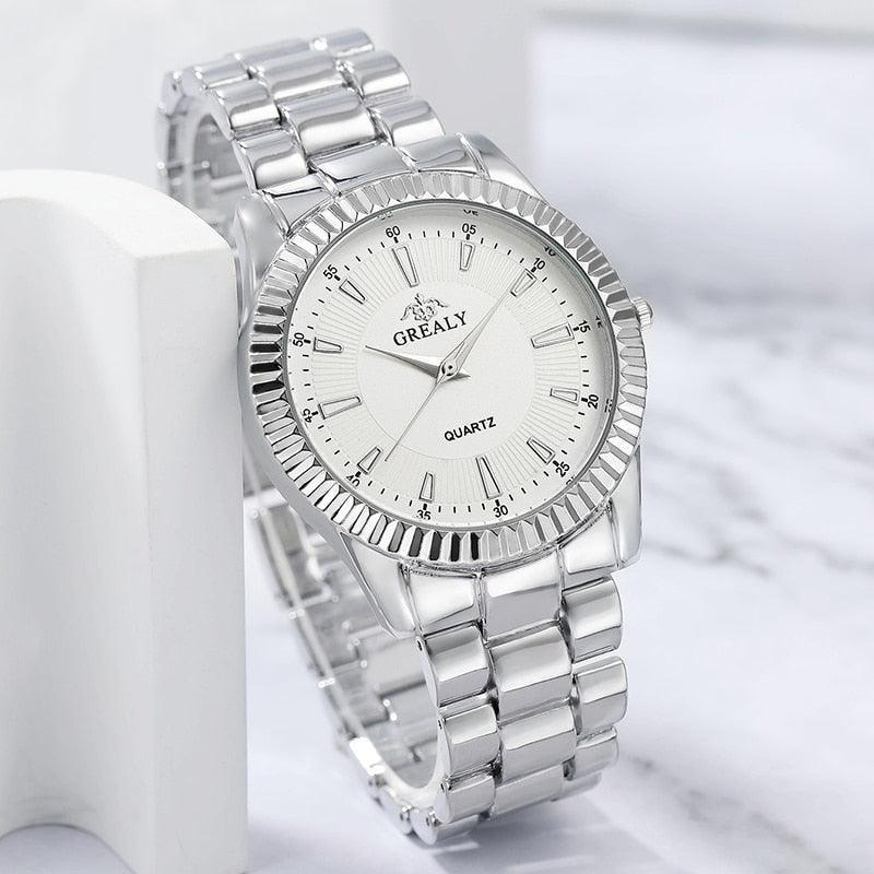 Business Fashion Casual Round Pointer Quartz Watches + Bracelet Groomsmen Gifts Luxurious Weddings