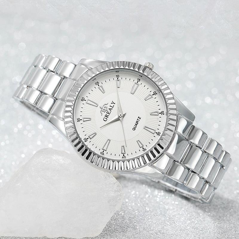 Business Fashion Casual Round Pointer Quartz Watches + Bracelet Groomsmen Gifts Luxurious Weddings