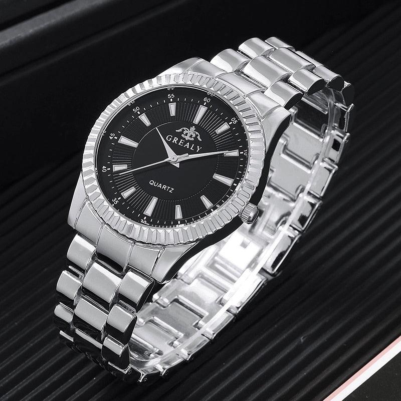 Business Fashion Casual Round Pointer Quartz Watches + Bracelet Groomsmen Gifts Luxurious Weddings
