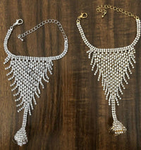 Crystal Finger Ring Bracelet Rhinestone Hand Chain rhinestone Accessories Luxurious Weddings