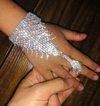 Crystal Finger Ring Bracelet Rhinestone Hand Chain rhinestone Accessories Luxurious Weddings