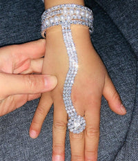 Crystal Finger Ring Bracelet Rhinestone Hand Chain rhinestone Accessories Luxurious Weddings