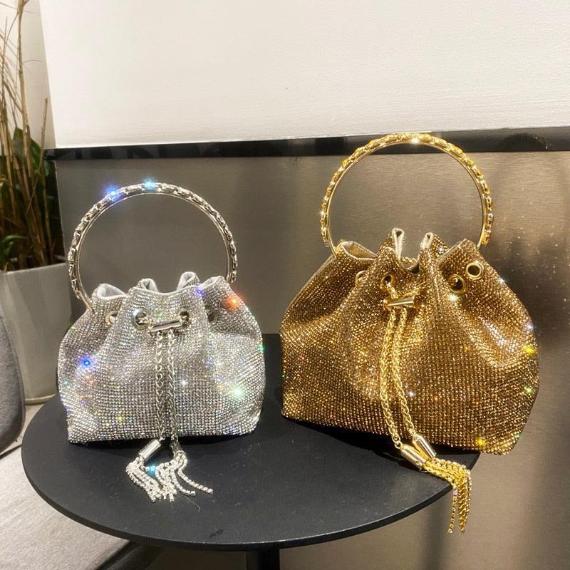 Designer bucket clutch purse rhinestone Accessories Luxurious Weddings