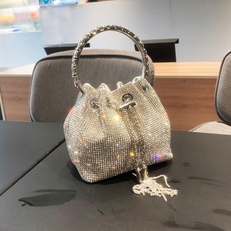 Designer bucket clutch purse rhinestone Accessories Luxurious Weddings