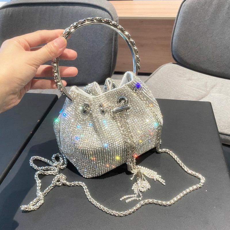 Designer bucket clutch purse rhinestone Accessories Luxurious Weddings