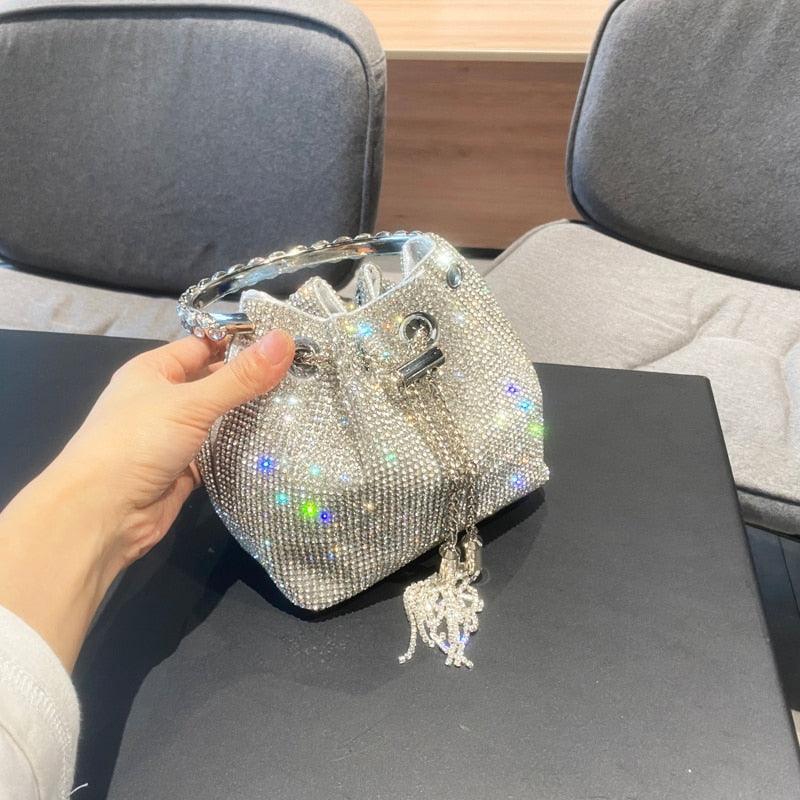 Designer bucket clutch purse rhinestone Accessories Luxurious Weddings
