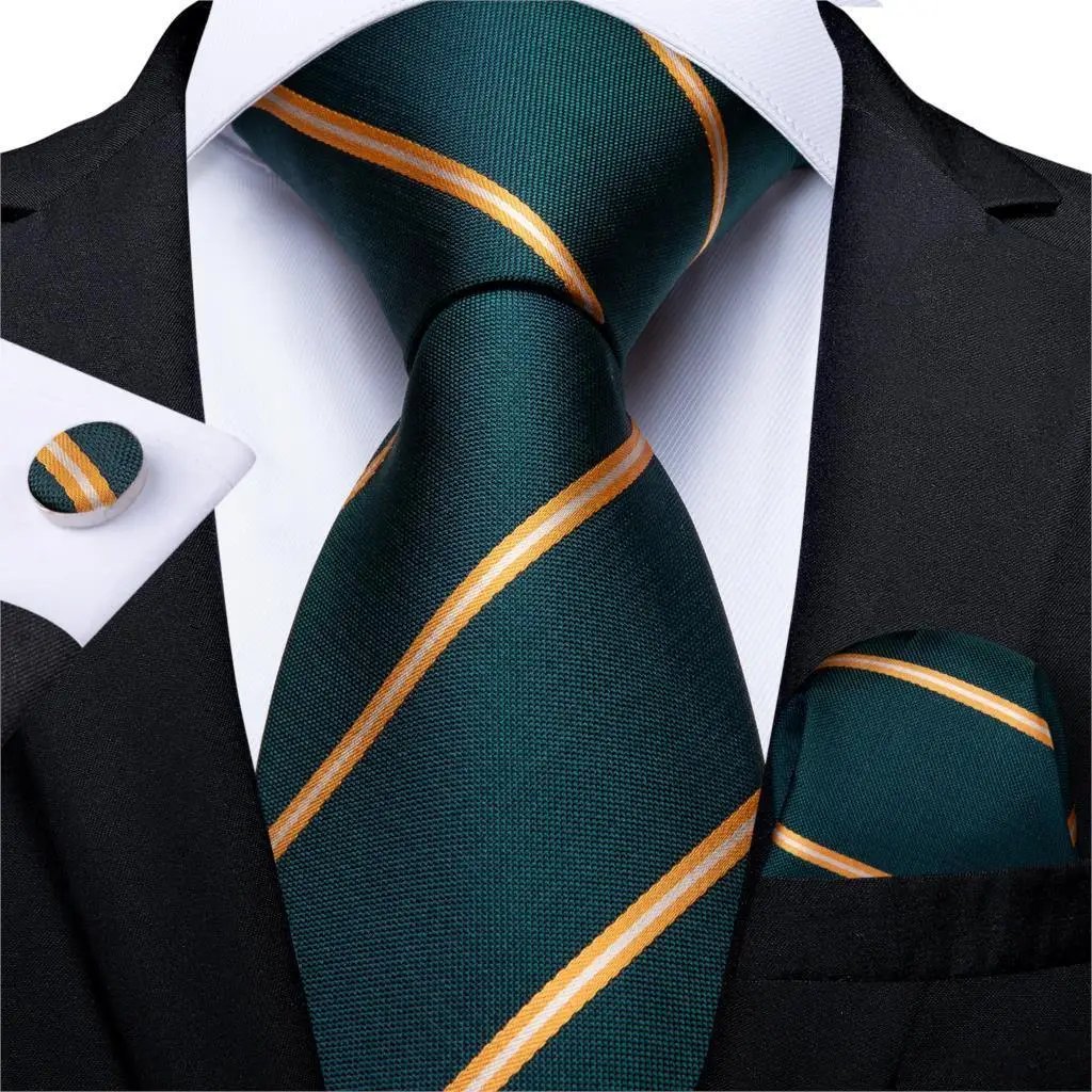 Designer Silk Necktie Hanky & Cufflink Set Groomsmen Accessories Luxurious Weddings